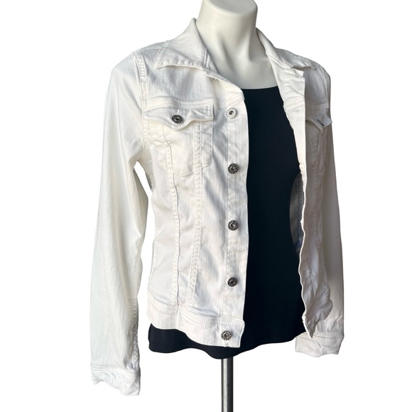 AG Adriana Goldschmied Robyn White Denim Jacket, Sz Lg - Picture 5 of 16